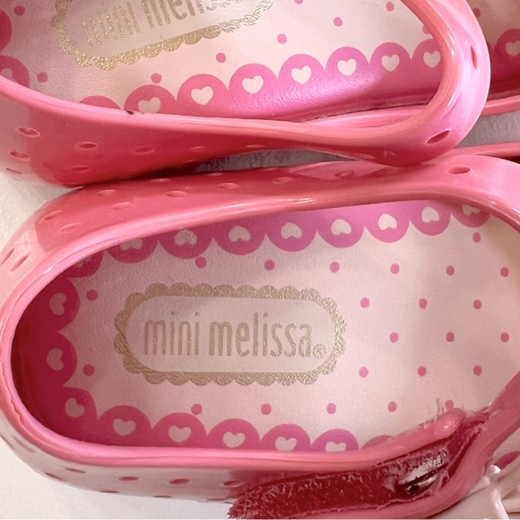 ♥️ 2X HP MINI MELISSA Furadinha X Mary Janes Sz 5 Pink Bow Jellies Toddler NWOT - Picture 8 of 10